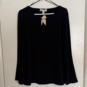 Michael Kors Elegant Black Long Sleeve Tee NWT